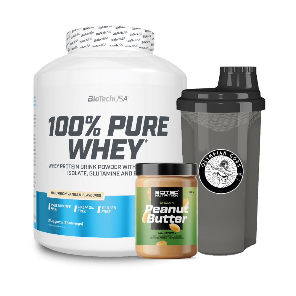 100% Pure Whey 2270g + Peanut Butter 400g (Scitec Nutrition) + Shaker 700ml (Olympian Gods)