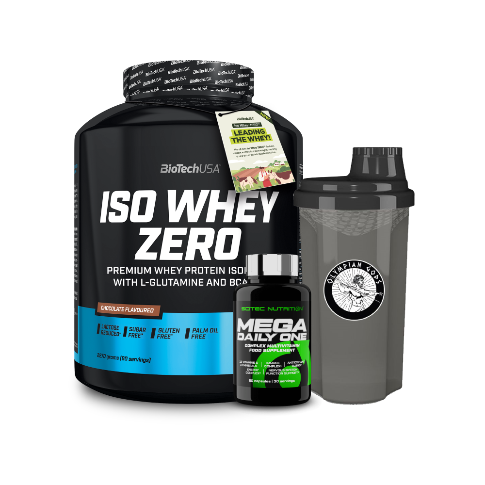 Iso Whey Zero 1816g (BiotechUSA) + Mega Daily One Plus 60 caps + (Scitec Nutrition) + Shaker 700ml (Olympian Gods)