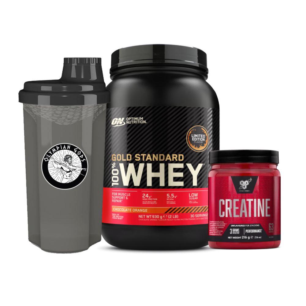 100% Whey Gold Standard 908g + DNA Creatine 216g (BSN) + Shaker 700ml (Olympian Gods)