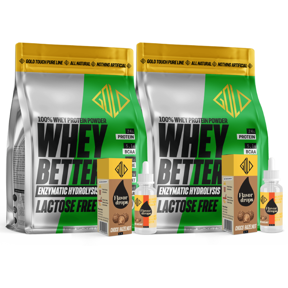 2x Whey Better HydroProtein 80%- Lactose Free 908g +2x Flavor Drops 50ml (GoldTouch Nutrition)