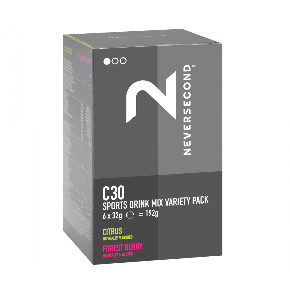 C30 Sports Drink Variety Pack, 3x Citrus & 3x Forest Berry 32g Sachet (NeverSecond)