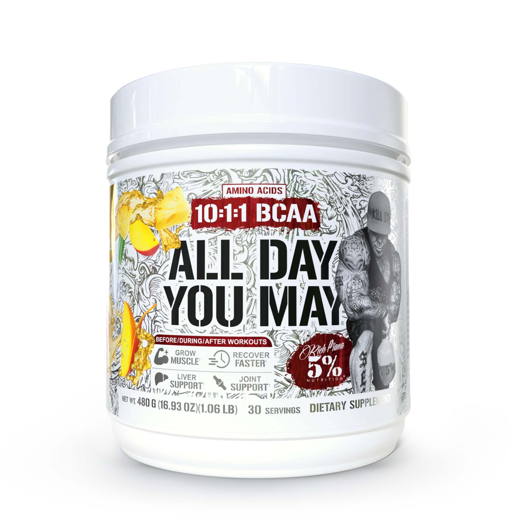 All Day You May 10:1:1 Ratio BCAA Recovery Drink 480g (5% Nutrition)