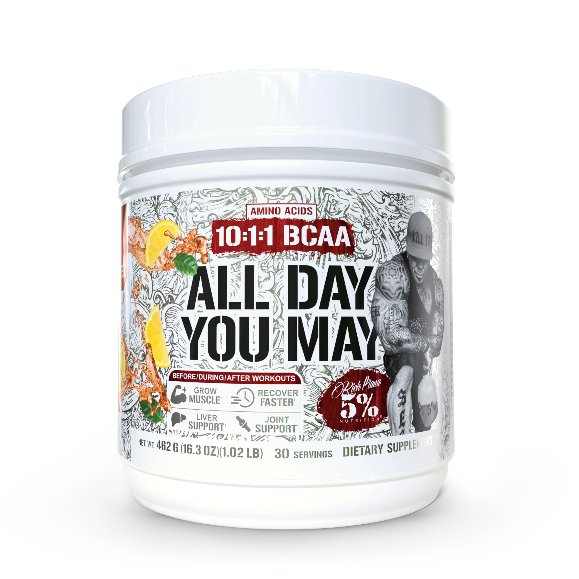 All Day You May 10:1:1 Ratio BCAA Recovery Drink 480g (5% Nutrition) Southern Sweet Tea