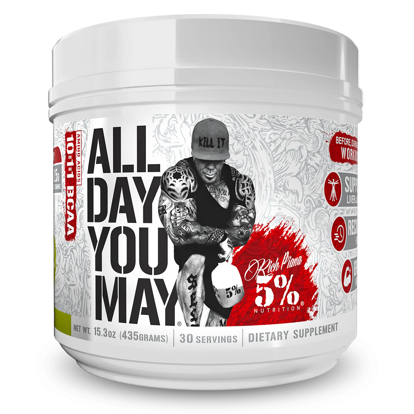 All Day You May 10:1:1 Ratio BCAA Recovery Drink 480g (5% Nutrition) Lemon Lime