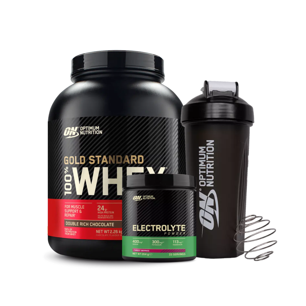 100% Whey Gold Standard 2270g + Electrolyte Powder 264g + ON Shaker 600ml Plus Black Smartshake™ (Optimum Nutrition)