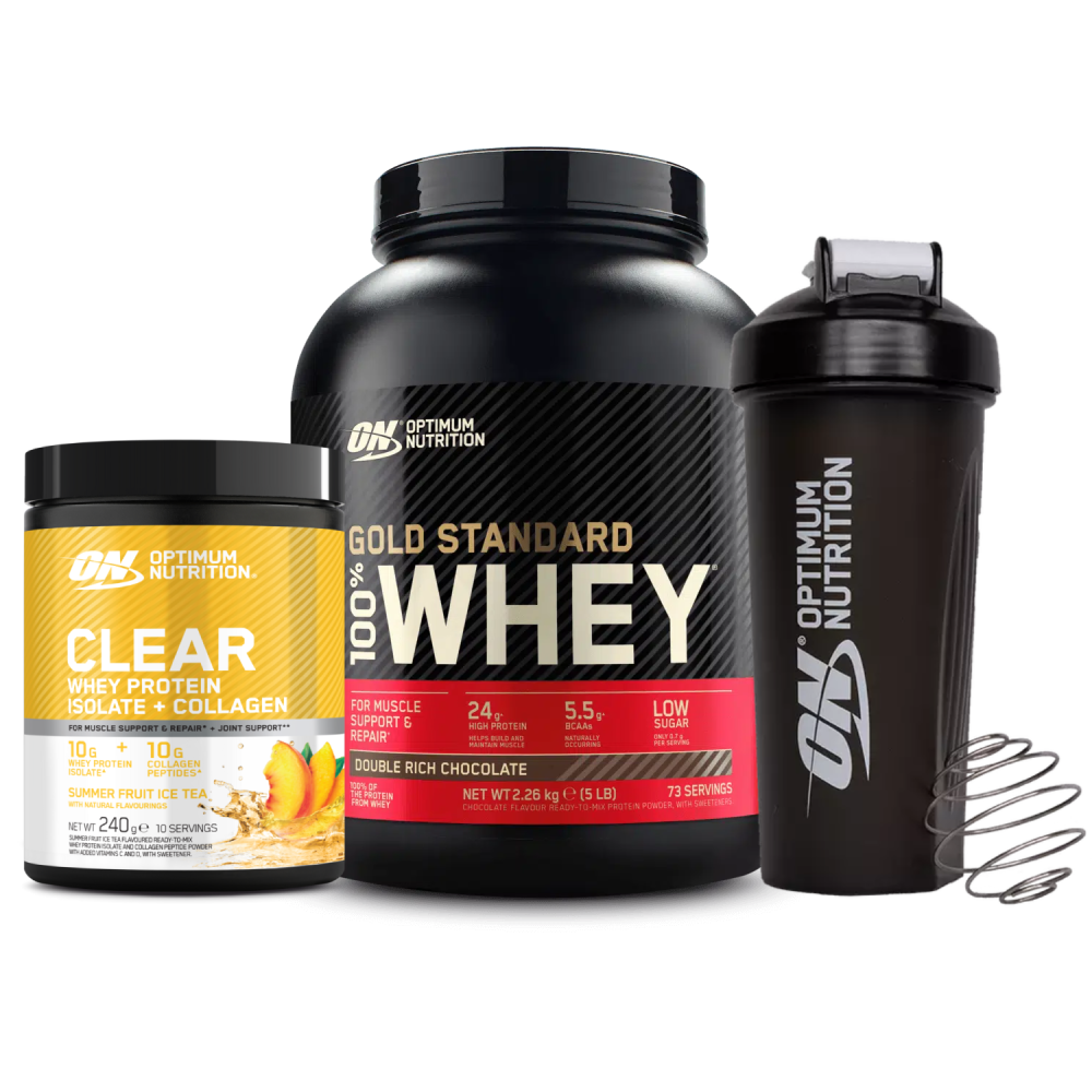 100% Whey Gold Standard 2270g + Clear Whey Protein Isolate + Collagen 240g + ON Shaker 600ml Plus Black Smartshake™ (Optimum Nutrition)
